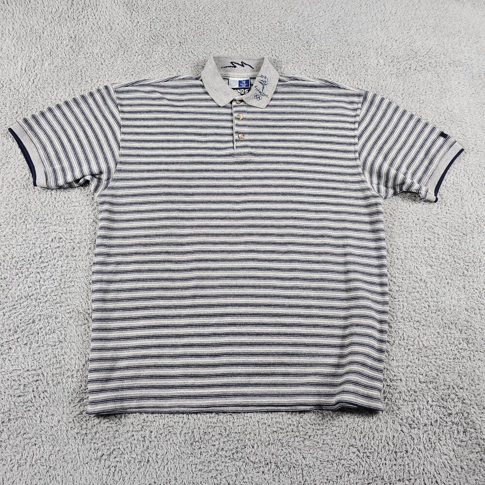 Vintage Olympics Shirt Men XL Gray Striped Polo Sydney 2000 Embroidery Y2K Bonds